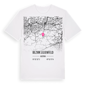 Bezirk Lilienfeld karta t-shirt – ekologisk bomull t-shirt från Pinshirt