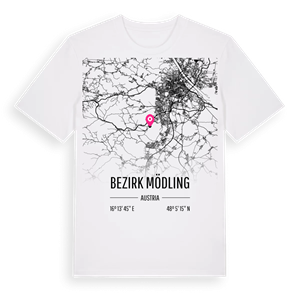 Bezirk Mödling karta t-shirt – ekologisk bomull t-shirt från Pinshirt