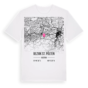 Bezirk St. Pölten karta t-shirt – ekologisk bomull t-shirt från Pinshirt