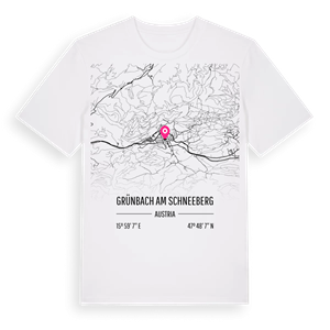 Grünbach am Schneeberg karta t-shirt – ekologisk bomull t-shirt från Pinshirt