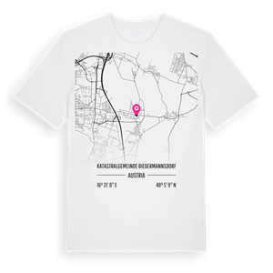 Katastralgemeinde Biedermannsdorf karta t-shirt – ekologisk bomull t-shirt från Pinshirt