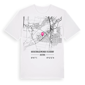 Katastralgemeinde Felixdorf karta t-shirt – ekologisk bomull t-shirt från Pinshirt