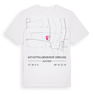 Katastralgemeinde Greiling karta t-shirt – ekologisk bomull t-shirt från Pinshirt