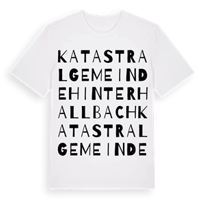 Katastralgemeinde Hinterhallbach ordlek t-shirt – ekologisk bomull t-shirt från Pinshirt