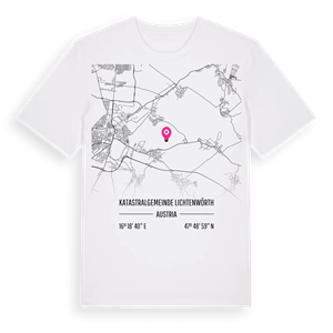 Katastralgemeinde Lichtenwörth karta t-shirt – ekologisk bomull t-shirt från Pinshirt