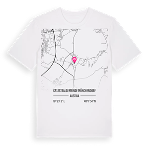 Katastralgemeinde Münchendorf karta t-shirt – ekologisk bomull t-shirt från Pinshirt