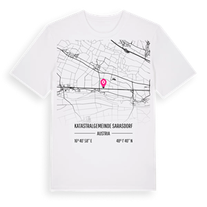 Katastralgemeinde Sarasdorf karta t-shirt – ekologisk bomull t-shirt från Pinshirt