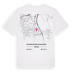 Katastralgemeinde Wiener Neudorf karta t-shirt – ekologisk bomull t-shirt från Pinshirt