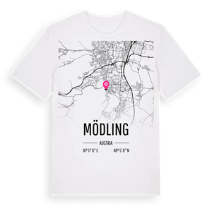 Mödling karta t-shirt – ekologisk bomull t-shirt från Pinshirt
