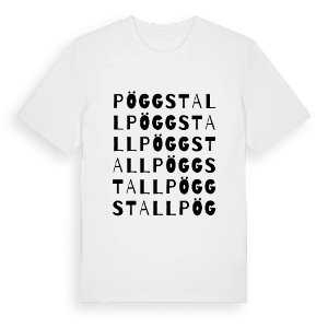 Pöggstall ordlek t-shirt – ekologisk bomull t-shirt från Pinshirt