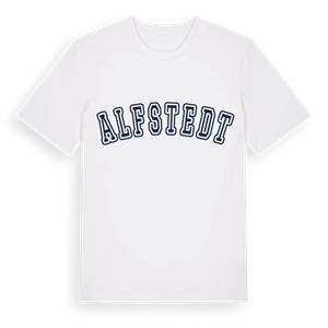 Alfstedt college t-shirt – ekologisk bomull t-shirt från Pinshirt