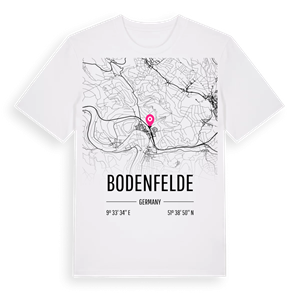 Bodenfelde karta t-shirt – ekologisk bomull t-shirt från Pinshirt