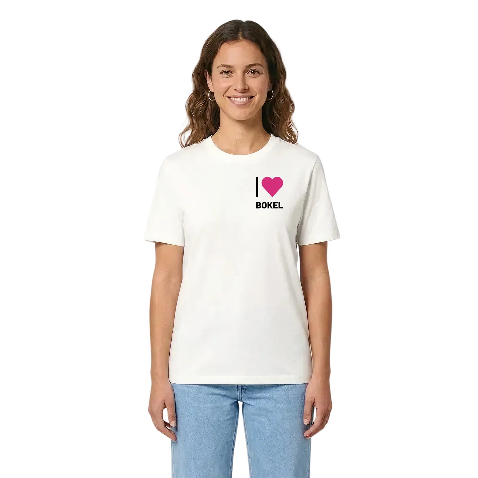 Jag älskar Bokel t-shirt litet tryck – White, i miljö