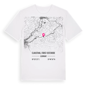 Clausthal, Forst-Osterode karta t-shirt – ekologisk bomull t-shirt från Pinshirt