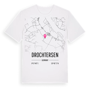 Drochtersen karta t-shirt – ekologisk bomull t-shirt från Pinshirt