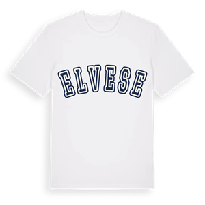 Elvese college t-shirt – ekologisk bomull t-shirt från Pinshirt