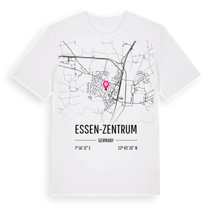 Essen-Zentrum karta t-shirt – ekologisk bomull t-shirt från Pinshirt