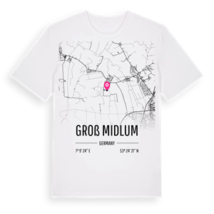 Groß Midlum karta t-shirt – ekologisk bomull t-shirt från Pinshirt