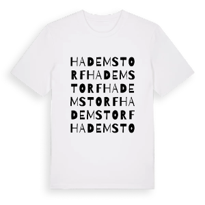 Hademstorf ordlek t-shirt – ekologisk bomull t-shirt från Pinshirt