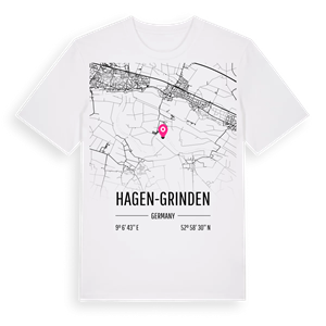 Hagen-Grinden karta t-shirt – ekologisk bomull t-shirt från Pinshirt