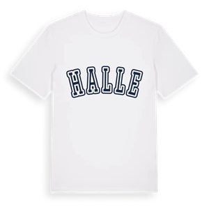 Halle college t-shirt – ekologisk bomull t-shirt från Pinshirt