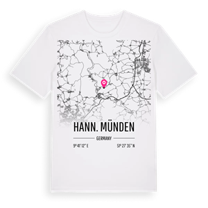 Hann. Münden karta t-shirt – ekologisk bomull t-shirt från Pinshirt