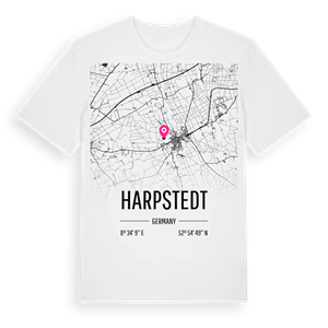 Harpstedt karta t-shirt – ekologisk bomull t-shirt från Pinshirt
