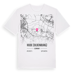Hude (Oldenburg) karta t-shirt – ekologisk bomull t-shirt från Pinshirt