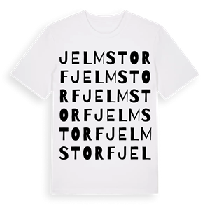 Jelmstorf ordlek t-shirt – ekologisk bomull t-shirt från Pinshirt
