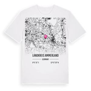 Landkreis Ammerland karta t-shirt – ekologisk bomull t-shirt från Pinshirt