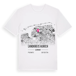 Landkreis Aurich karta t-shirt – ekologisk bomull t-shirt från Pinshirt