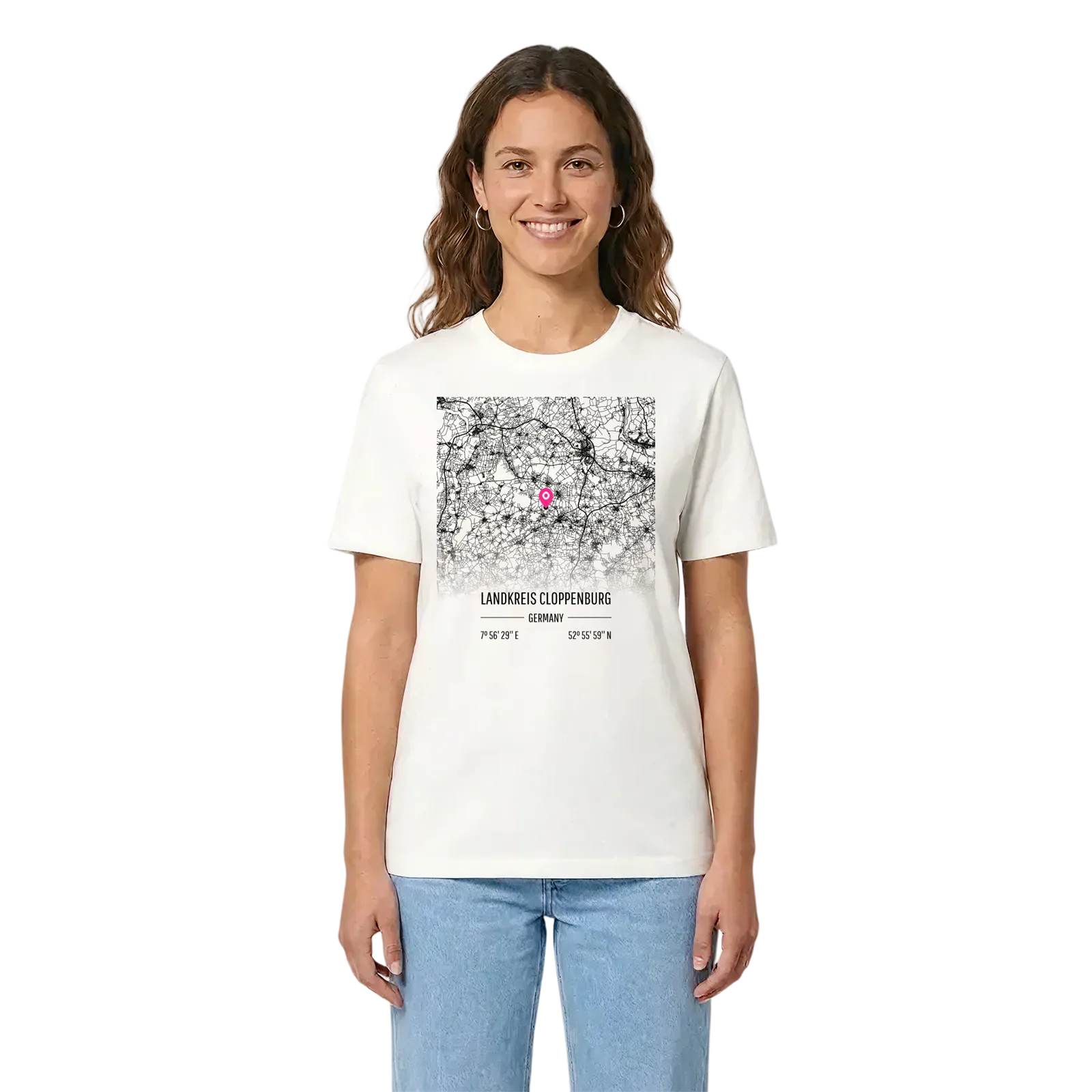 Landkreis Cloppenburg karta t-shirt – White, i miljö
