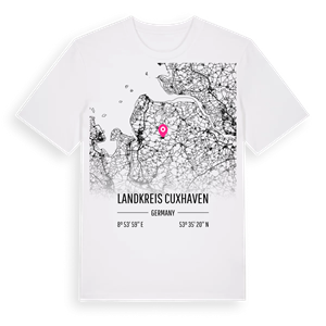 Landkreis Cuxhaven karta t-shirt – ekologisk bomull t-shirt från Pinshirt