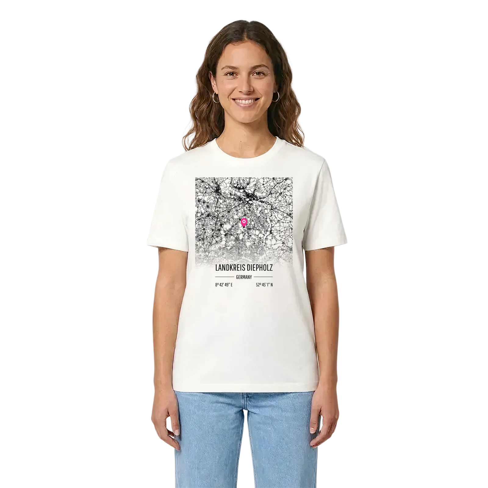 Landkreis Diepholz karta t-shirt – White, i miljö