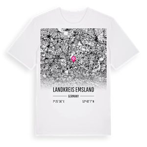 Landkreis Emsland karta t-shirt – ekologisk bomull t-shirt från Pinshirt