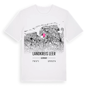 Landkreis Leer karta t-shirt – ekologisk bomull t-shirt från Pinshirt