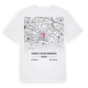 Landkreis Lüchow-Dannenberg karta t-shirt – ekologisk bomull t-shirt från Pinshirt