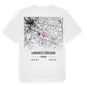 Landkreis Lüneburg karta t-shirt – ekologisk bomull t-shirt från Pinshirt