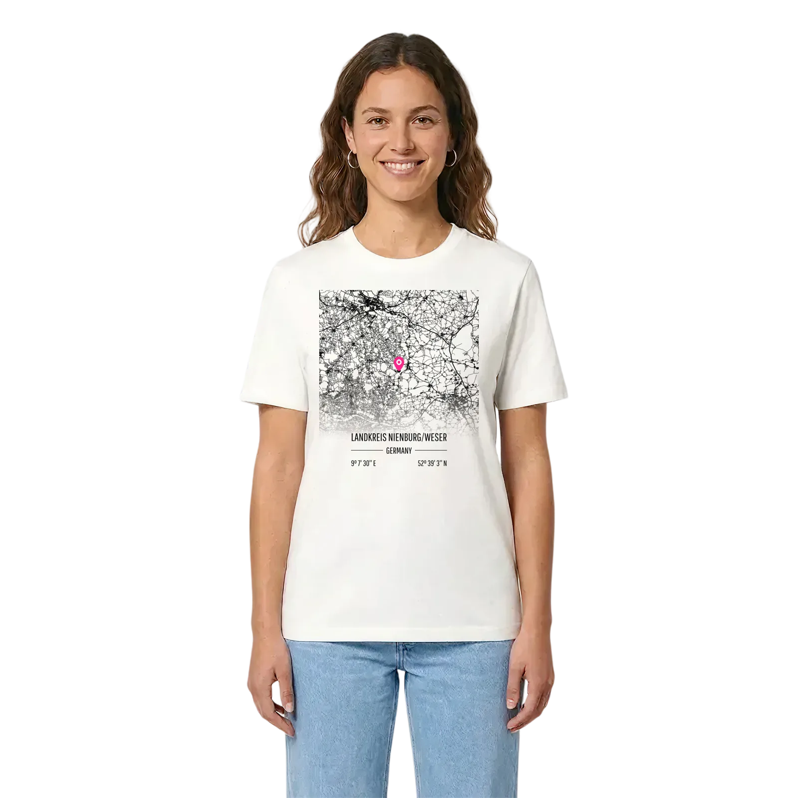 Landkreis Nienburg/Weser karta t-shirt – White, i miljö
