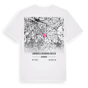 Landkreis Nienburg/Weser karta t-shirt – ekologisk bomull t-shirt från Pinshirt
