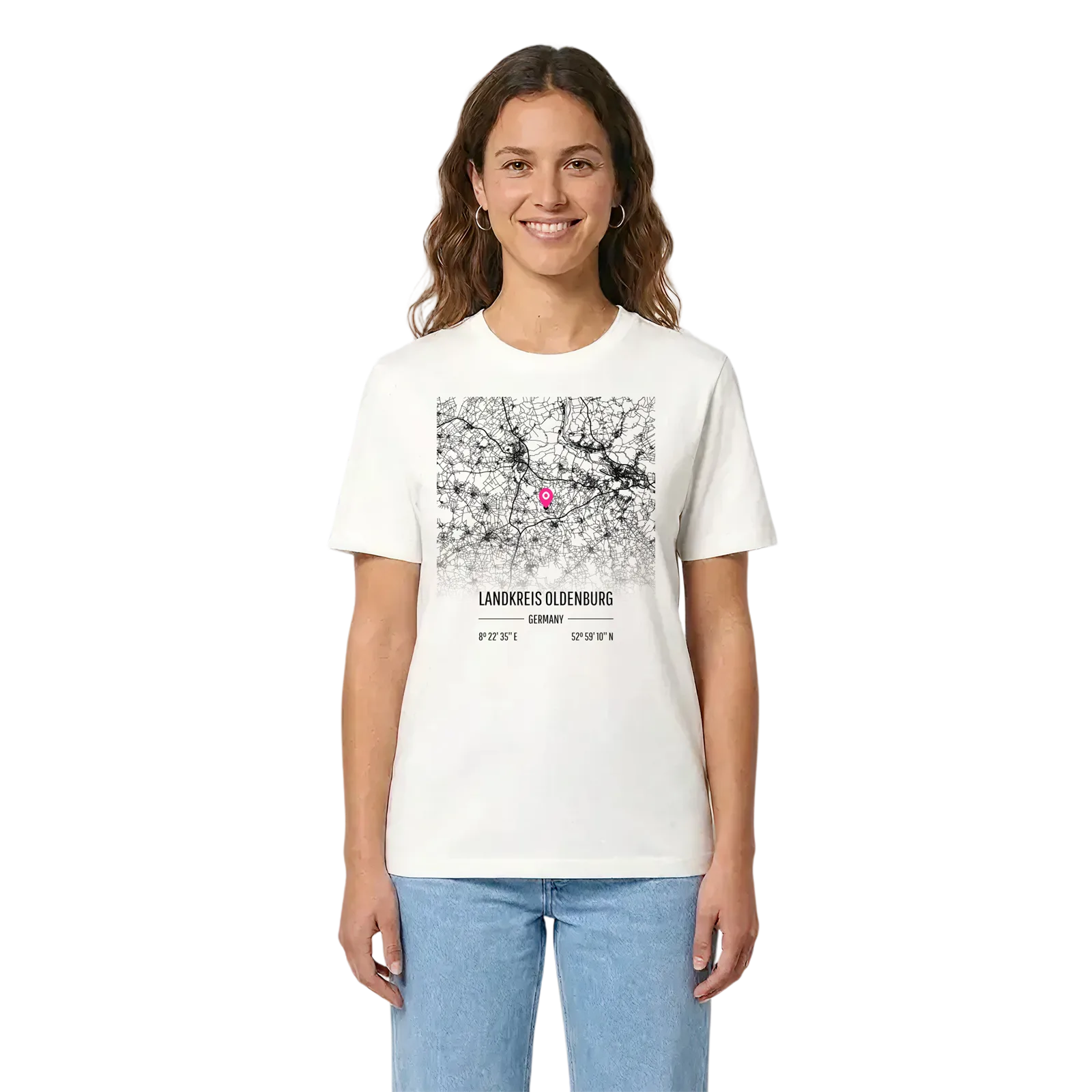 Landkreis Oldenburg karta t-shirt – White, i miljö