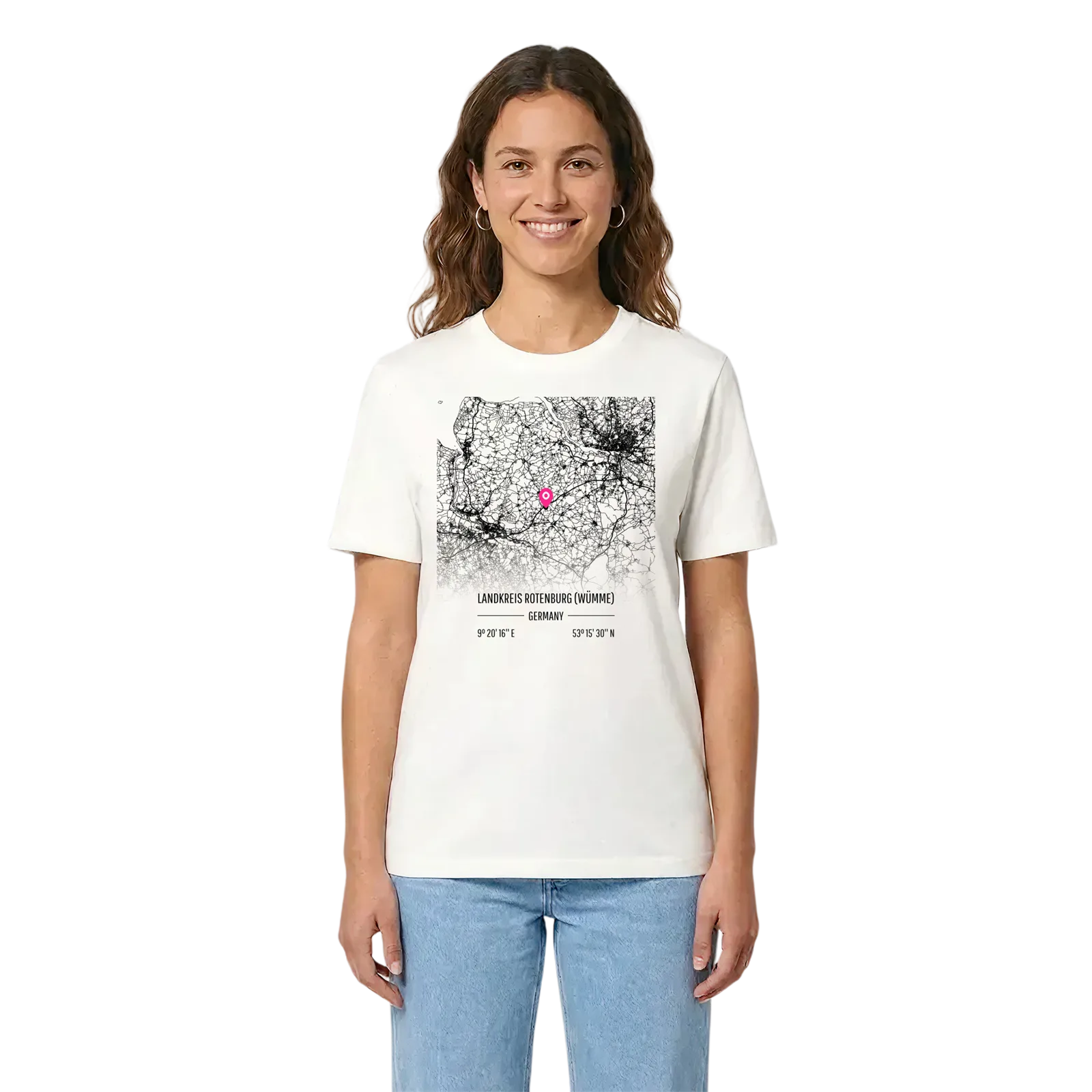 Landkreis Rotenburg (Wümme) karta t-shirt – White, i miljö