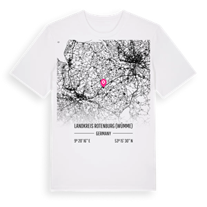 Landkreis Rotenburg (Wümme) karta t-shirt – ekologisk bomull t-shirt från Pinshirt
