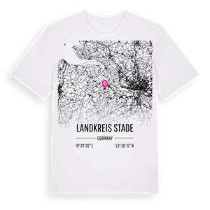 Landkreis Stade karta t-shirt – ekologisk bomull t-shirt från Pinshirt