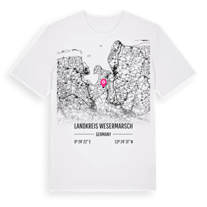 Landkreis Wesermarsch karta t-shirt – ekologisk bomull t-shirt från Pinshirt