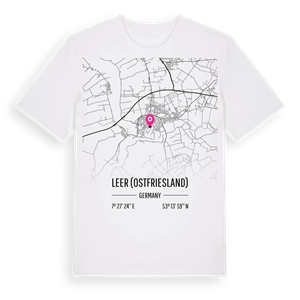 Leer (Ostfriesland) karta t-shirt – ekologisk bomull t-shirt från Pinshirt
