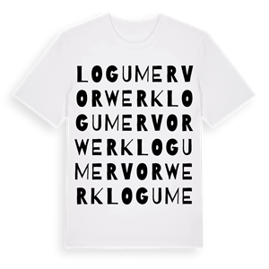 Logumer Vorwerk ordlek t-shirt – ekologisk bomull t-shirt från Pinshirt