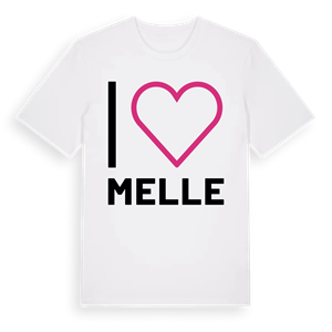 Jag älskar Melle t-shirt stort tryck – ekologisk bomull t-shirt från Pinshirt
