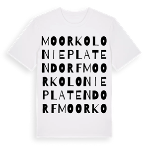 Moorkolonie Platendorf ordlek t-shirt – ekologisk bomull t-shirt från Pinshirt