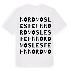 Nordmoslesfehn ordlek t-shirt – ekologisk bomull t-shirt från Pinshirt